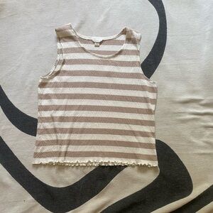 Tan and white striped top